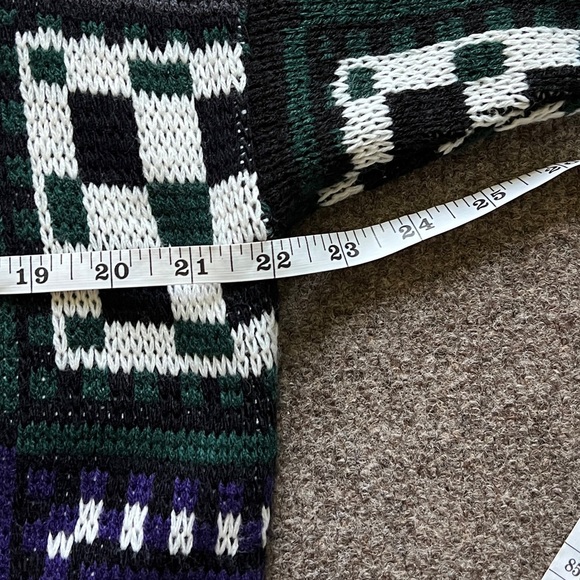 VTG Croquet Club Quilt Patchwork Pullover Mock Neck Sweater Knit Size L USA Made - Picture 11 of 11